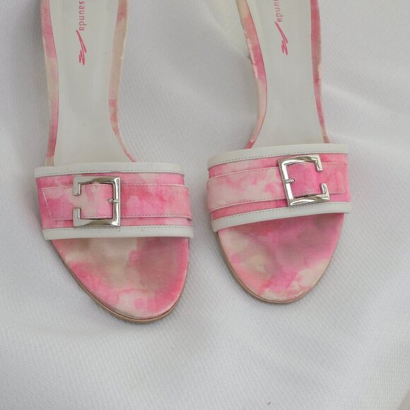 Vintage Y2K Pink Heeled Mules Buckle Sz 7.5 - Picture 2 of 9